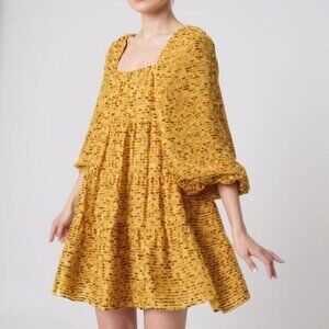 Alice + Olivia Rowen Mini Dress Floral Yellow Maroon M